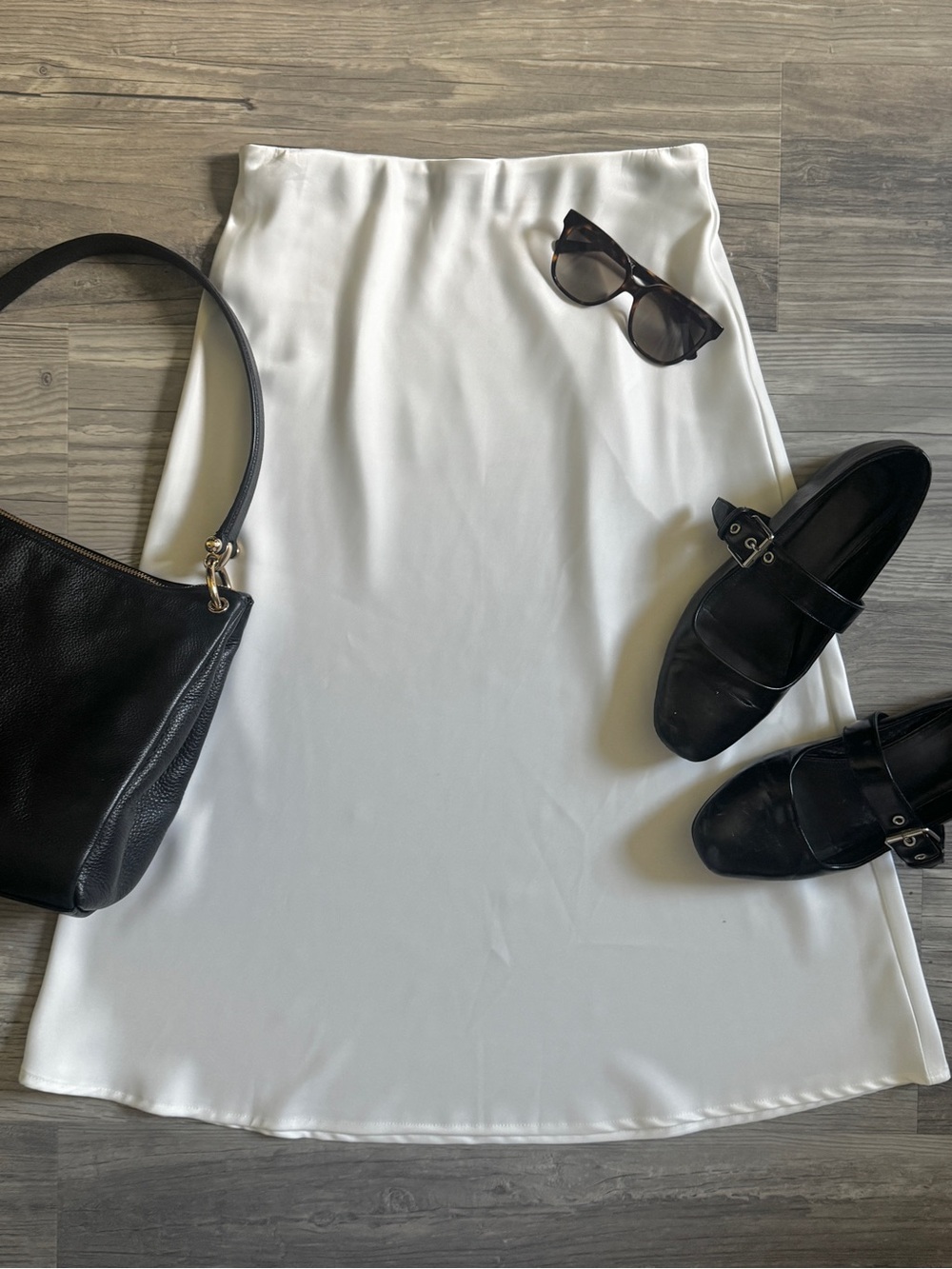 White A-Line Satin Slip Skirt
